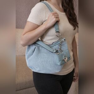 Juicy Couture Blue Suede Women's Bag with Chain Detail